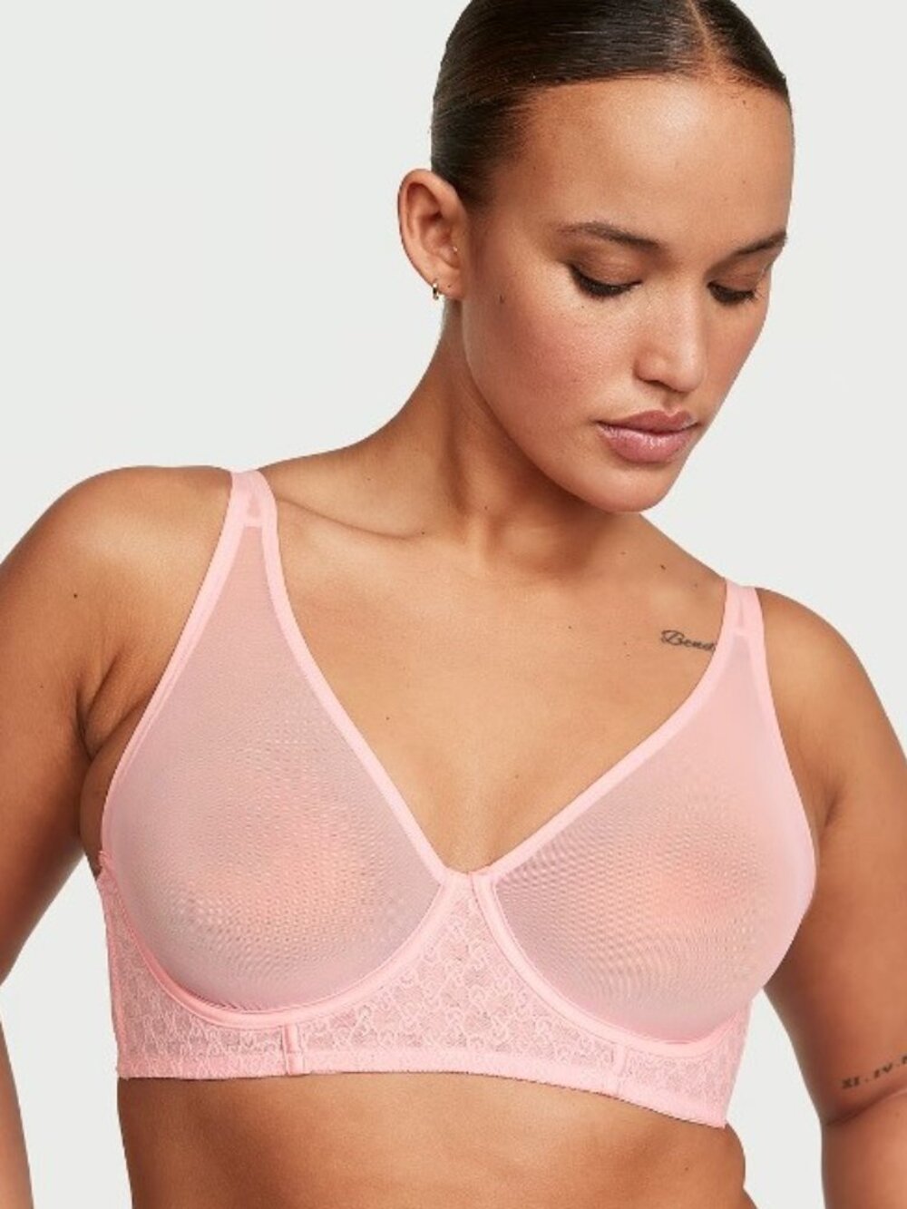 36C VICTORIA'S SECRET Very Sexy Unlined Longline Bra Molded cups Pink